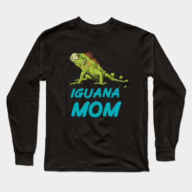 Iguana Mom for Iguana Lovers, Blue Long Sleeve T-Shirt by Mochi Merch